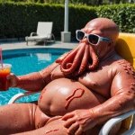 mutante bebiendo en una piscina